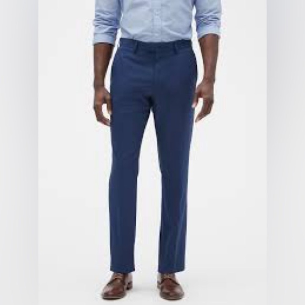 Banana Republic Factory Slim Fit Stretch Chino Khaki Pants 33x32 Blue Pinstripe